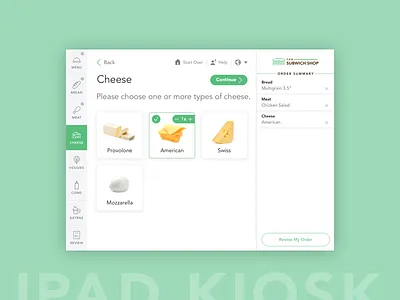 Sub Ordering iPad Kiosk inclusive ipad minimalistic ui usability ux
