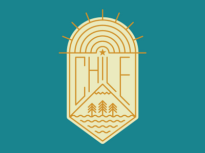 Chile badge chile line art vector mountain south america sun trees water