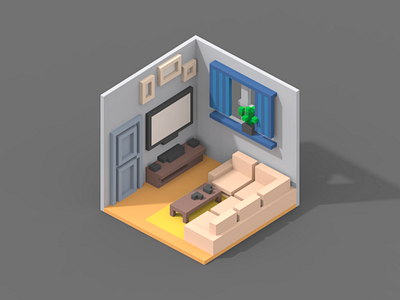 Room #1 3d isometric magicavoxel poly room