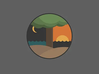 Night and Day Badge beach crest day moon nature night sand sky sun tree vector