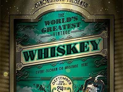 Vintage Whiskey Flyer Template lounge luxury night party nightclub party poster rock vintage vip vodka whiskey whisky