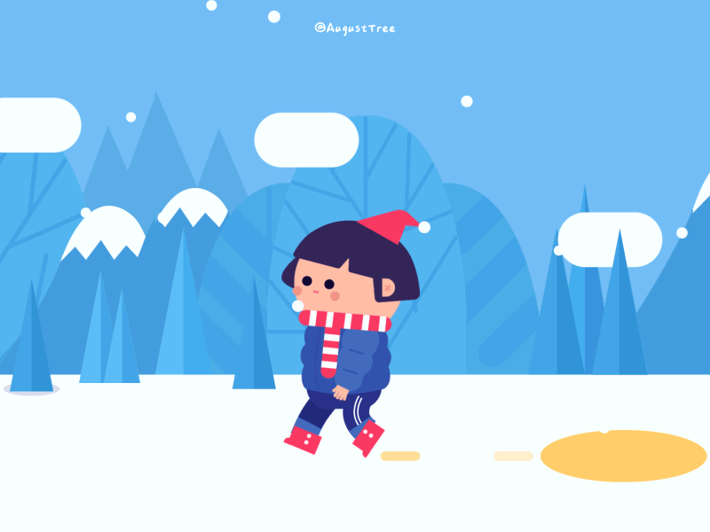 snow girl ae animation blue character girl jump mg motion motion graphic snow walking