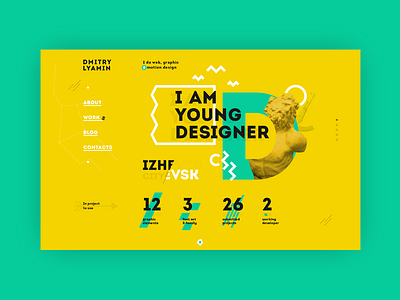 Hello dribbble city cyan d designer hello portfolio work yellow young