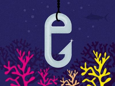 36 Days of Type: E 36days e 36days04 36daysoftype coral e ernest fishing hemingway hook illustration type underwater