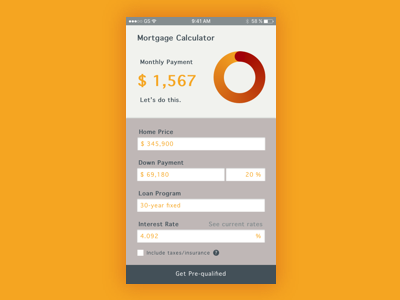 Daily UI Challenge #004 calc calculator daily ui daily ui challenge daily ui challenge 004 home house mobile app orange