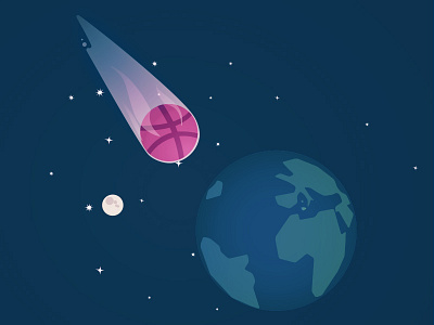 Hello Dribbble! comet debuts moon space world