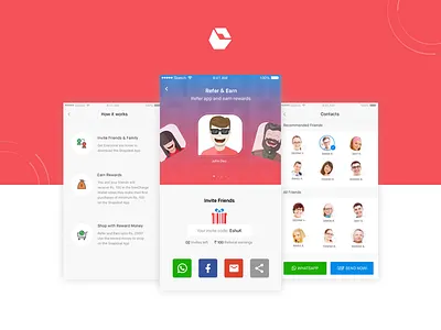 Refer and earn program by snapdeal app contacts e commerce ecommerce how it works refer earn screen snapdeal