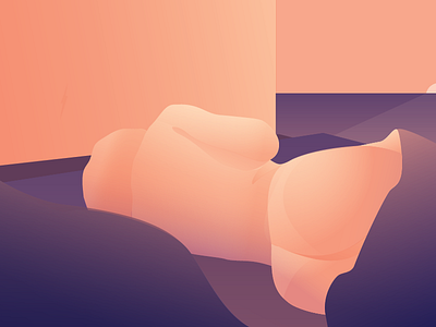 Between the sheets 2d flat girl gradient illustration naked ocean sea sun sunset tan vector
