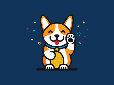 Lucky Corgi corgi dog enamel pin illustration lucky corgi neko sticker vector