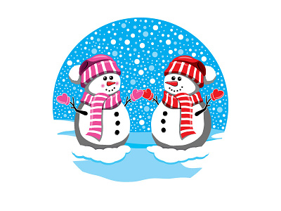 Snow Couple (snow globe) snow snowman vector winter