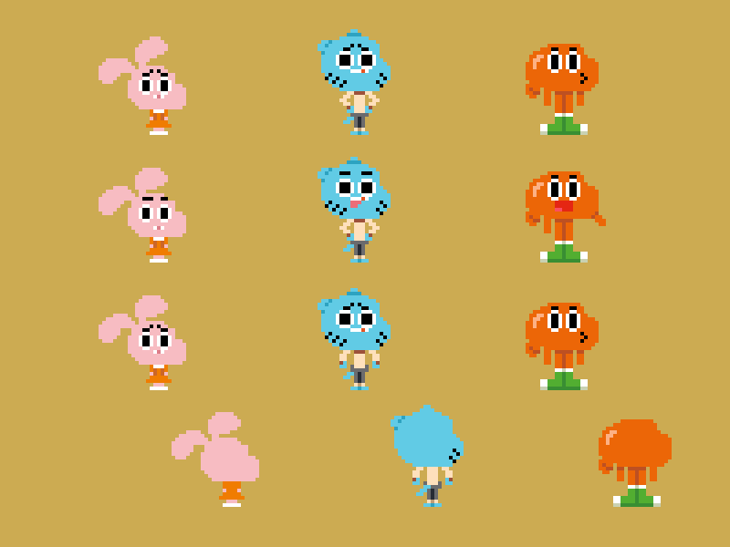 The Amazing World Of Gumball sprites 16 bit 8 bit animation character pixel art