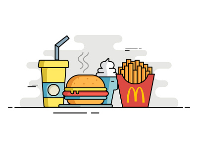 Mcdonald's Meal burger drink food fries geometry juice mcdonalds meal product illustration