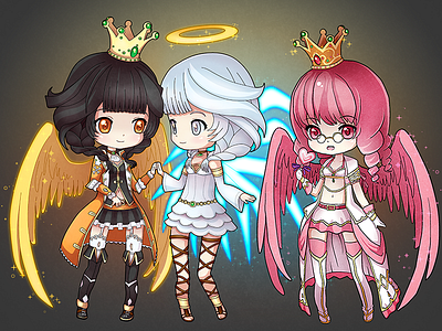 Chibi Princesses anime art character chibi cute game illustration manga