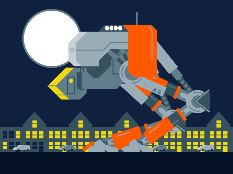 Midnight Prowlbot after effects animation robot rubber hose 2 vector