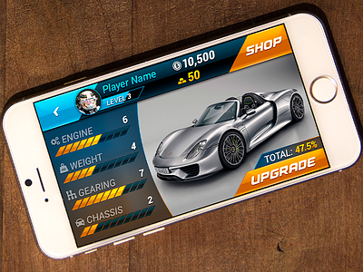 Mobile Car Game GUI android app design game icon ios ui ux