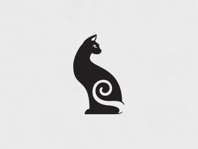 the cat animal black cat logo minimal negative space tail