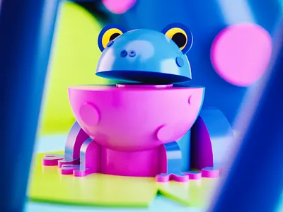 Frog 3d blender3d blue c4d cinema4d color dof gradient light lowpoly swoosh