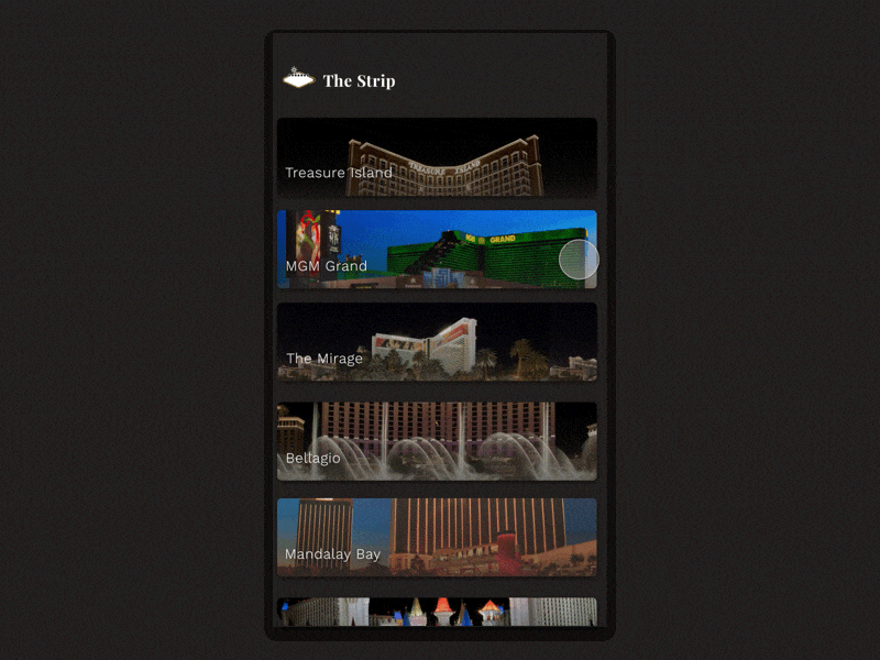 vegas hotel swiping with Principle App animation hotels ios mobile principle principle app responsive scrolling swiping transitions ui ux