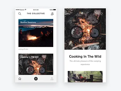 The Collective adventure app blog minimalist photography social app story travel ui