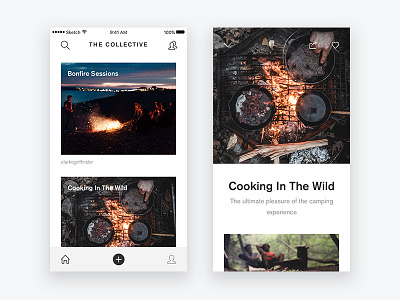 The Collective adventure app blog minimalist photography social app story travel ui