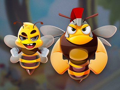 Game Character Design assets badbee bee bugs character game illustration ios mascot