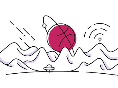 Hello Dribbble! hello planet space ufo