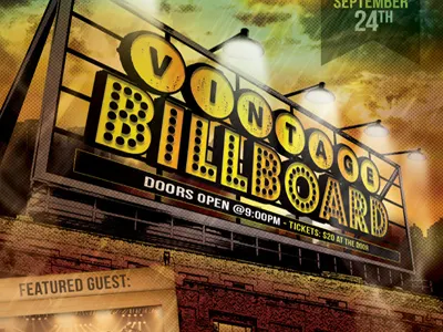 Vintage Billboard Flyer Template downtown food movie marquis old poster retro template textured vintage vintage marquis vintage sign