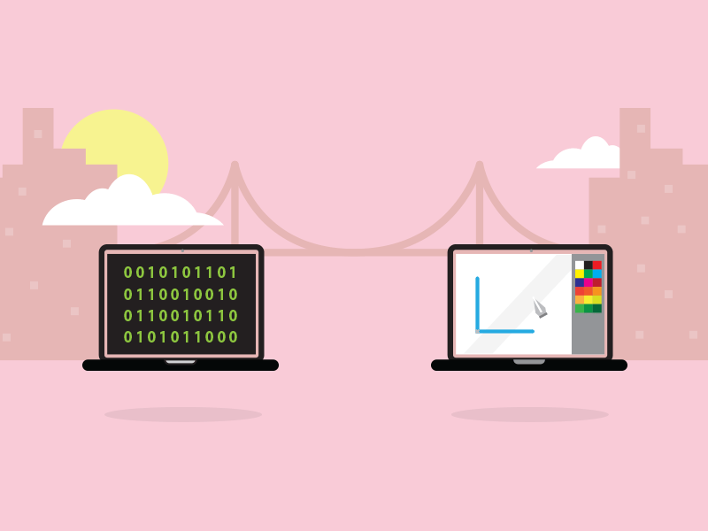 Save the Date bridge city coder designer hover illustrations love nyc tech