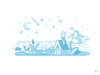 The End boat book boy children house illustration lineart monochrome sea stars