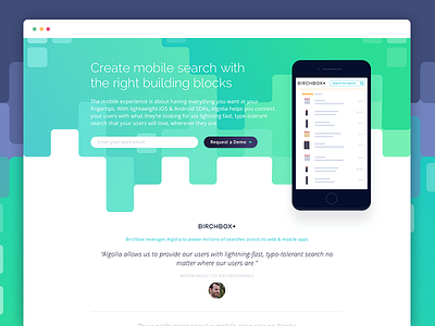 Algolia - Mobile landing page background conference design green landing mobile mockup page screen vector web world