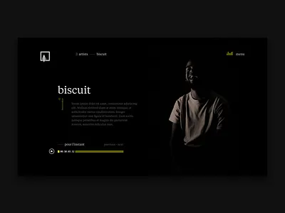 Artist detail page artists clean dark desktop music paris player typography ui ux web website
