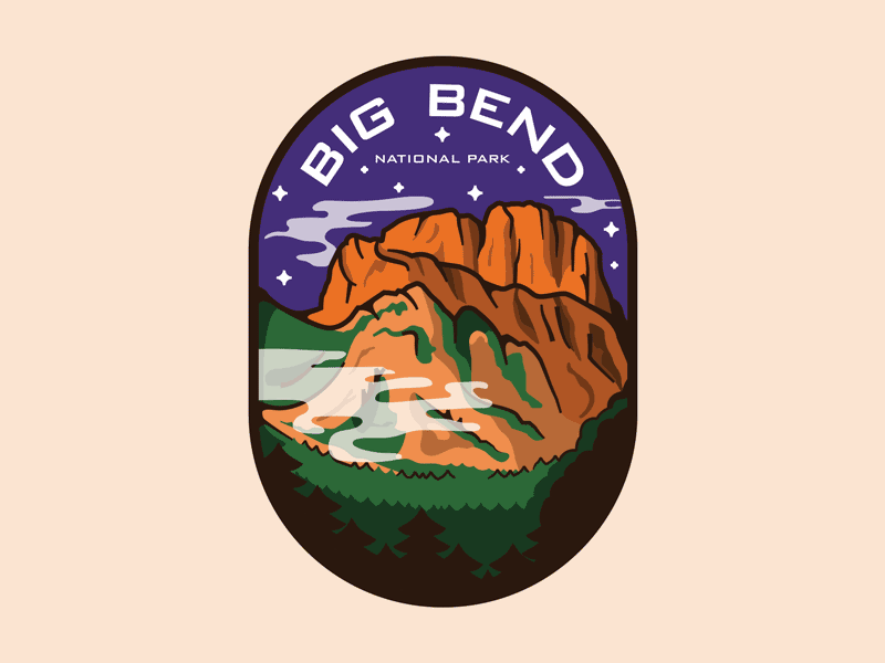 Big Bend National Park Patch big bend camping gif graphic hiking park patch pin stars vintage