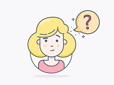 Lady 2d blond explainer face facial flat hair head illustration lady question mark woman