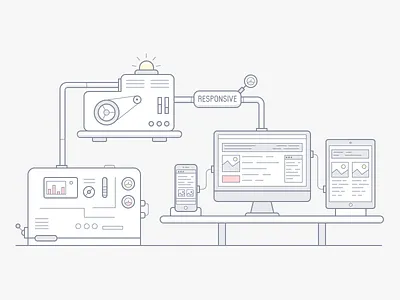 The mechanism of construction website. Illustration branding build clean design experiment flat icon illustration line mechanism simple vector