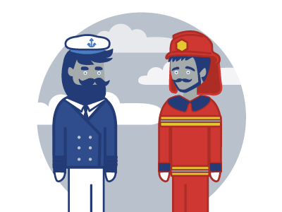 Captain and Fireman captain characters firefighter fireman flat roles