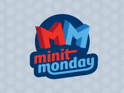 mm... blue dimensional logo m monday red