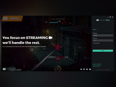 Streamlabs Streaming Software login page standalone software user experience user interface