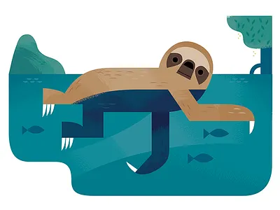 Sloth animals design illustration nature sloth south america spot illustration vector wildlife