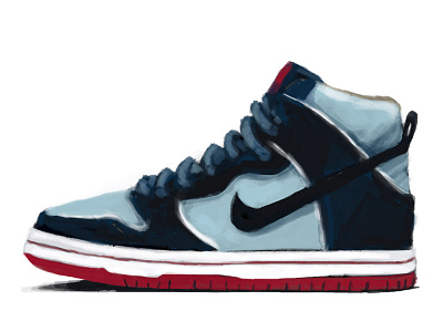 Nike SB Dunk Hi OG Reese Denim brushes illustration paint photoshop sketch