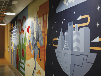 St8mnt Wall Mural geometeric illustration interior japan maya minimal mural painting sci fi time travel wall western