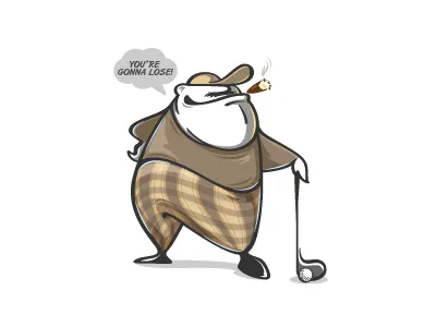 Golf Player ball character cigarette design golf golf player illustration mascot smoking sport