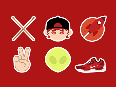 ILLUSTRATION // Josh Dun Stickers Set debut draft dribble flat design icon invitation invite josh dun recent set stickers twentyonepilots