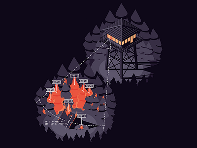 Watchtower forrest fire isometric watchtower