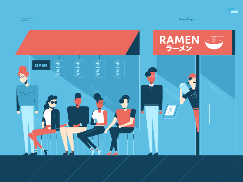 Everyday LA: Waitlist down the street designs food funny los angeles ramen restaurant wait