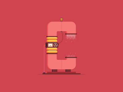 C ~ (Day 3/36) 36 days of type alphabet c illustration india laboratory machine product robot typography vector yatish asthana