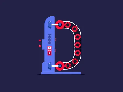D~ (Day 4/36) 36 days of type alphabet d illustration india laboratory machine product robot typography vector yatish asthana