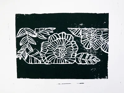 Lino print design drawing flowers illustration ink leaf leaves lino making mark print printing