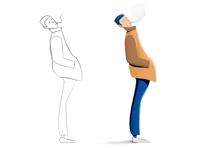 Smoking dude. 2d character design drawing illustration