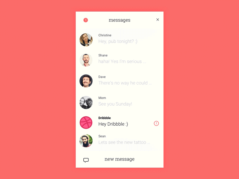 Hello Dribbble animation chat dribbble mobile ui