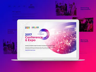 Landing page design conference event exhibition expo gradient landing page proporsal summit